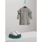 Burberry Burberry Ruffle Detail Wool Cashmere Jumper Dress, Size: 3y, Grey