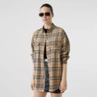 Burberry Burberry Vintage Check Cotton Flannel Oversized Shirt, Size: 10, Beige