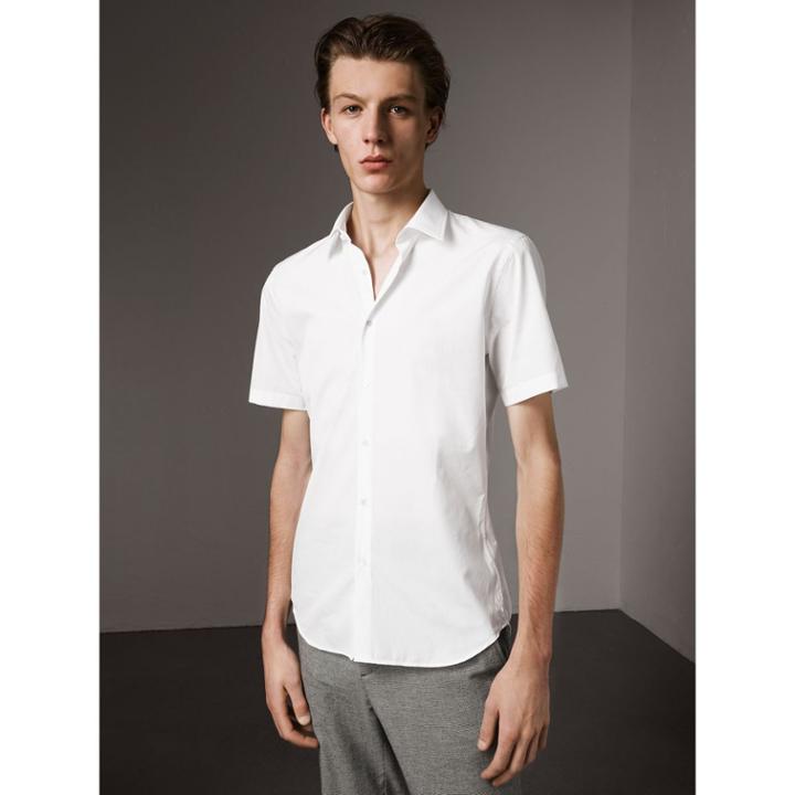 Burberry Burberry Short Sleeve Cotton Poplin Shirt, Size: 15, White