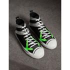 Burberry Burberry Canvas Check And Leather High-top Sneakers, Size: 42