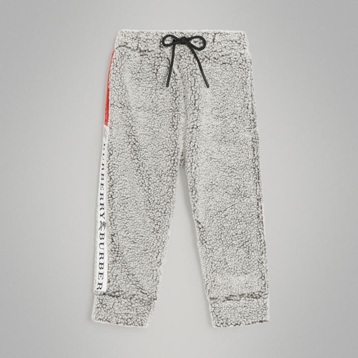 Burberry Burberry Logo Stripe Faux Shearling Sweatpants, Size: 14y
