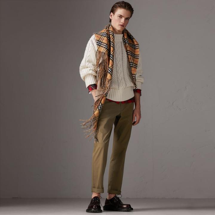 Burberry Burberry Cotton Twill Chinos, Size: 46