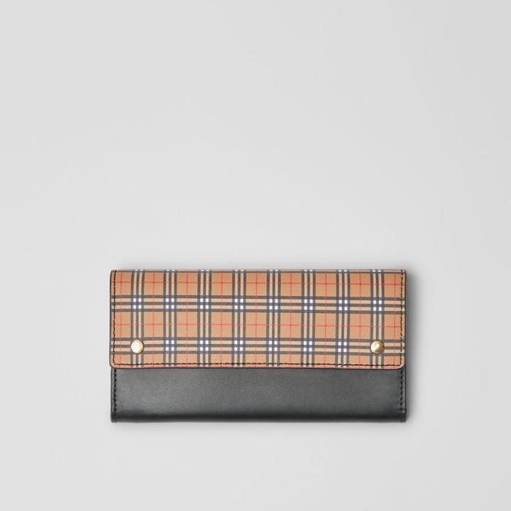 Burberry Burberry Small Scale Check And Leather Continental Wallet, Yellow