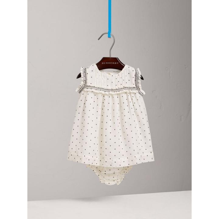 Burberry Burberry Ruffle Detail Cotton Silk Dress With Bloomers, Size: 12m, Black