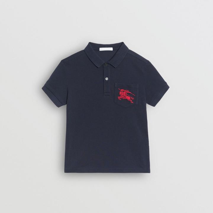 Burberry Burberry Childrens Ekd Logo Cotton Piqu Polo Shirt, Size: 6y, Blue