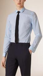 Burberry Slim Fit Double-cuff Gingham Cotton Poplin Shirt