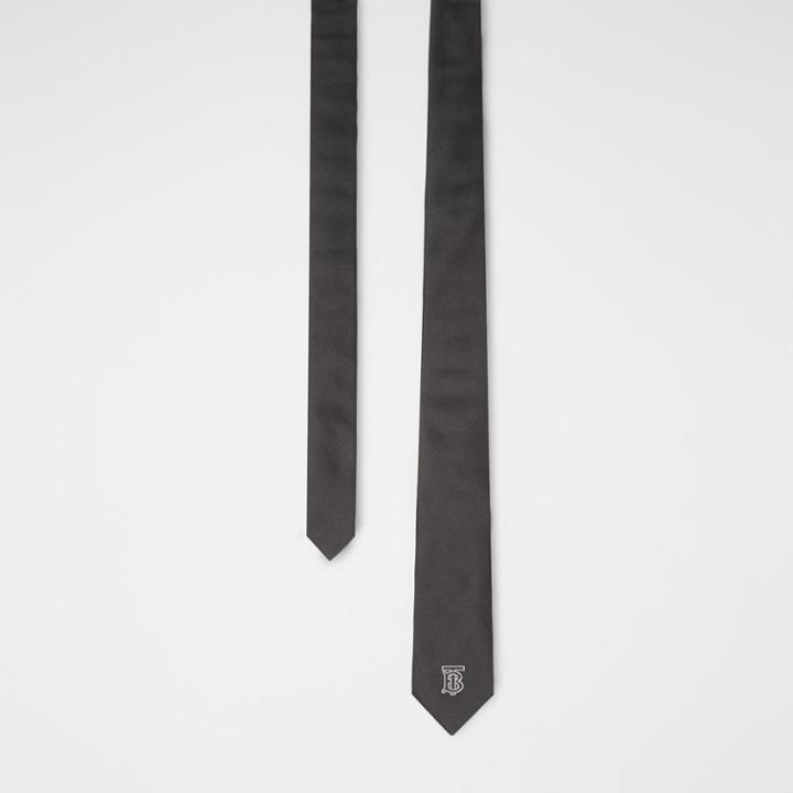 Burberry Burberry Slim Cut Monogram Motif Silk Twill Tie, Black