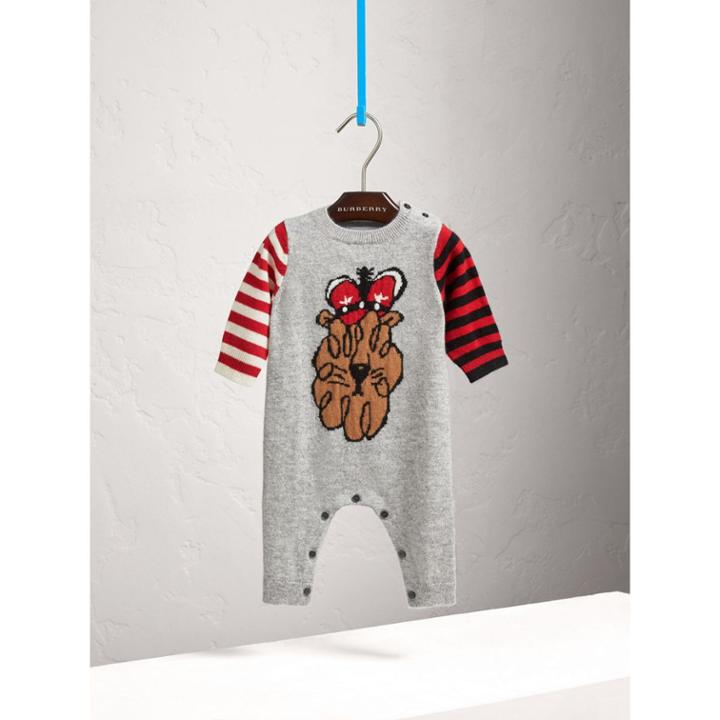 Burberry Burberry London Icons Intarsia Cashmere Jumpsuit, Size: 12m, Grey