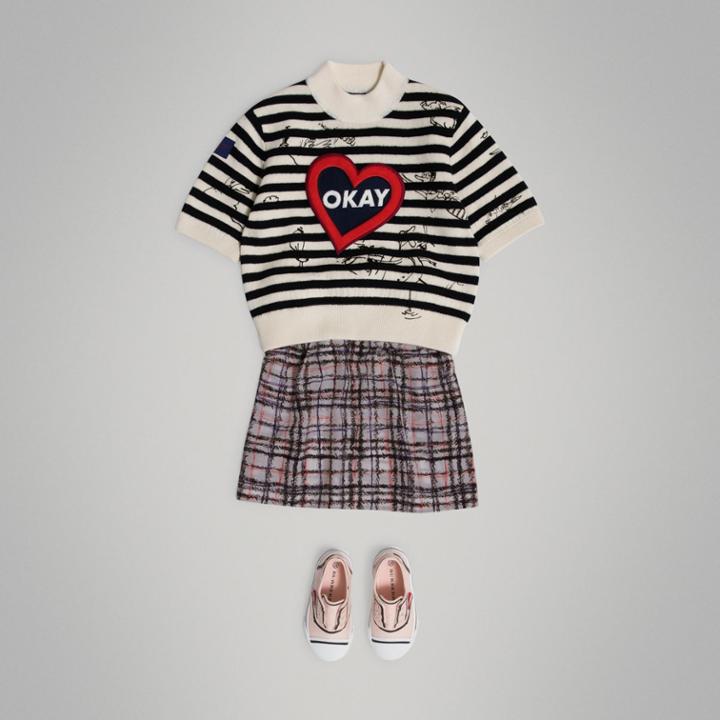 Burberry Burberry Scribble Check Gathered Silk Skirt, Size: 6y