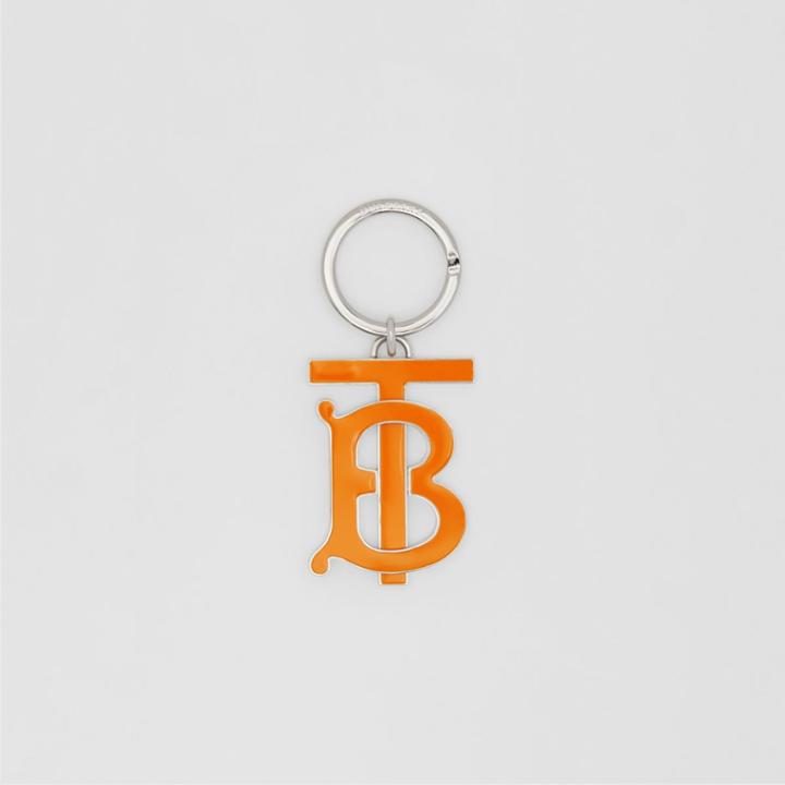 Burberry Burberry Monogram Motif Palladium-plated Key Ring, Orange