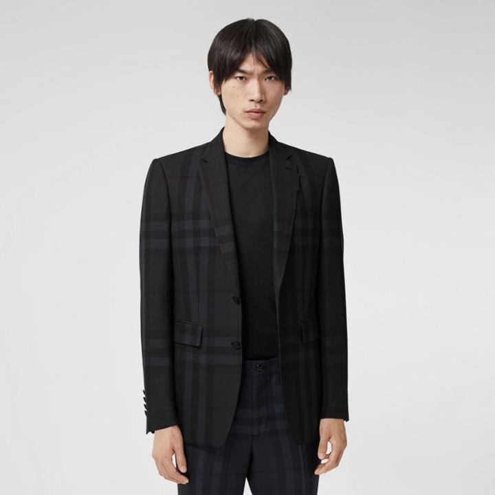 Burberry Burberry Classic Fit Check Wool Tailored Jacket, Size: 38r, Grey