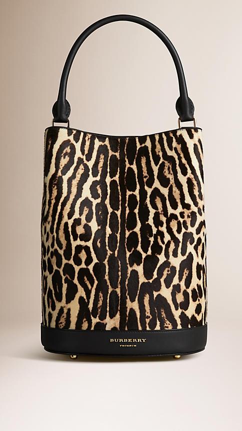 Burberry The Bucket In Animal Print Leather