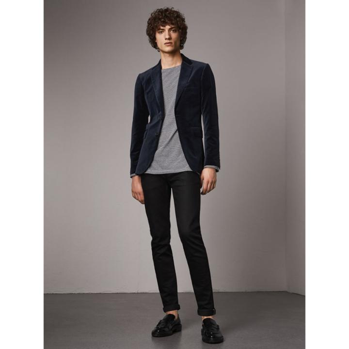 Burberry Burberry Soho Fit Velvet Tailored Jacket, Size: 40r, Blue