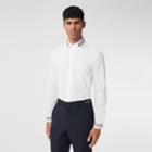 Burberry Burberry Slim Fit Icon Stripe Trim Cotton Poplin Shirt, Size: 39, White