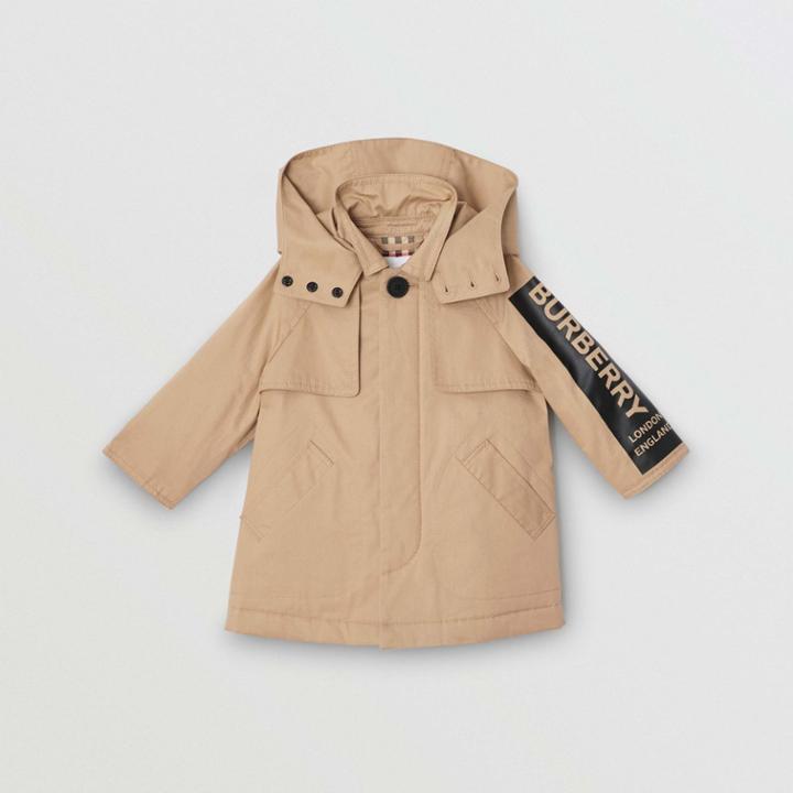 Burberry Burberry Childrens Detachable Hood Logo Print Cotton Twill Car Coat, Size: 2y, Yellow