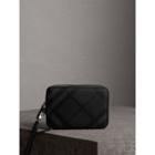 Burberry Burberry Leather-trimmed London Check Pouch, Grey