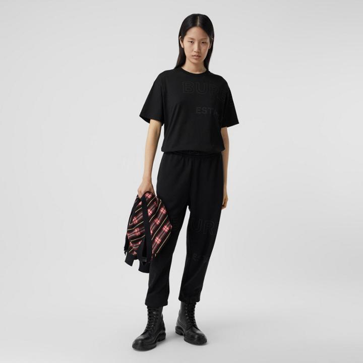 Burberry Burberry Horseferry Print Cotton Oversized T-shirt, Size: Xxs, Black