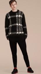 Burberry Prorsum Check Intarsia Mohair Cashmere Blend Sweater