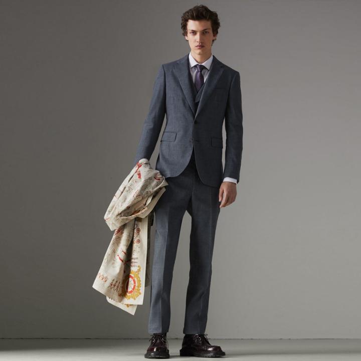 Burberry Burberry Soho Fit Three-piece Linen Wool Suit, Size: 52r, Blue