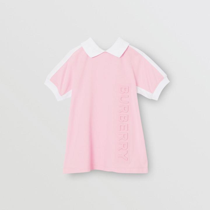 Burberry Burberry Childrens Embossed Logo Cotton Piqu Polo Dress, Size: 12m, Pink