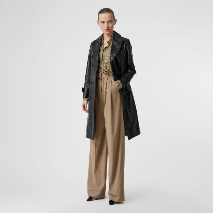 Burberry Burberry Wool Blend High-waisted Trousers, Size: 00, Beige