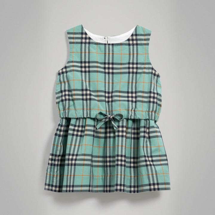 Burberry Burberry Childrens Gathered Check Cotton Dress, Size: 2y