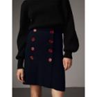 Burberry Burberry Resin Button Double-breasted Tailored Skirt, Size: 10, Blue