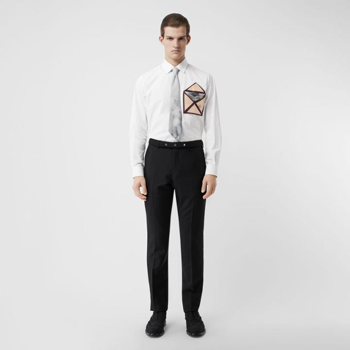 Burberry Burberry Silk Pocket Detail Cotton Shirt, Size: 26, White