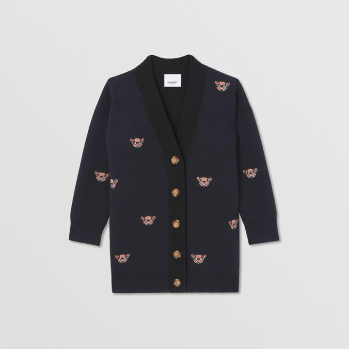Burberry Burberry Childrens Thomas Bear Motif Wool Blend Cardigan, Size: 10y