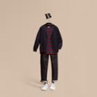 Burberry Burberry Check Detail Merino Wool Cardigan, Size: 6y, Blue