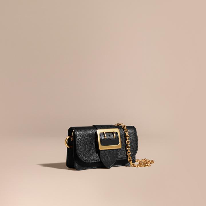 Burberry Burberry The Mini Buckle Bag In Grainy Leather, Black
