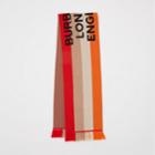 Burberry Burberry Logo Detail Striped Cashmere Jacquard Scarf, Orange