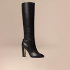 Burberry Burberry Knee-high Leather Boots, Size: 38, Black