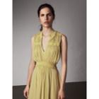 Burberry Burberry Ruched Silk Georgette Dress, Size: 04, Yellow