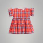 Burberry Burberry Ruffle Detail Cotton Check Dress, Size: 18m, Red