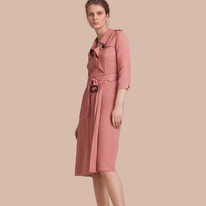 Burberry Burberry Silk Wrap Trench Dress, Size: 08, Orange