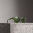 Burberry Burberry Check Detail Round Half-frame Sunglasses, Green
