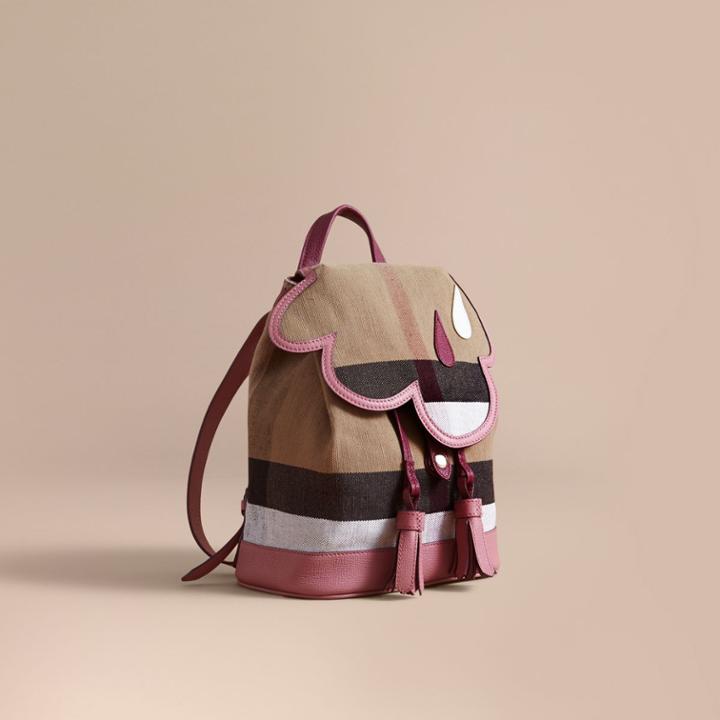 Burberry Burberry Weather Motif Canvas Check Mini Backpack, Pink