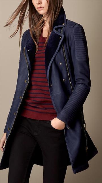 Burberry Mid-length Merino Shearling Biker Trench Coat