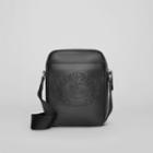 Burberry Burberry Small Embossed Crest Leather Crossbody Bag, Black