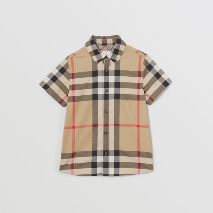 Burberry Burberry Childrens Short-sleeve Check Stretch Cotton Shirt, Size: 12y