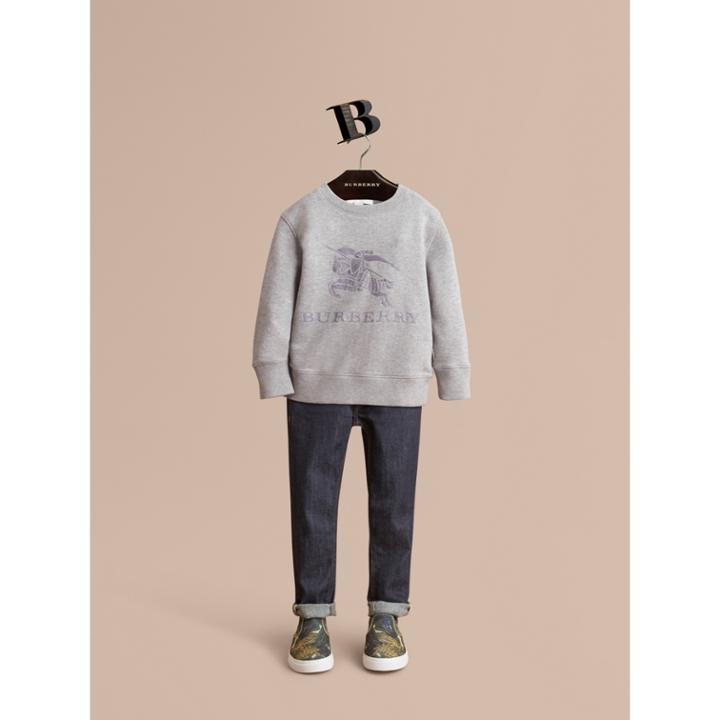 Burberry Burberry Embroidered Cotton Jersey Sweatshirt, Size: 14y, Grey