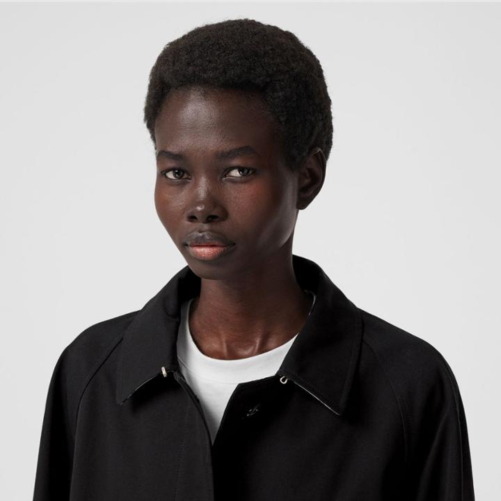 Burberry Burberry Logo Print Cotton Gabardine Car Coat, Size: 04, Black