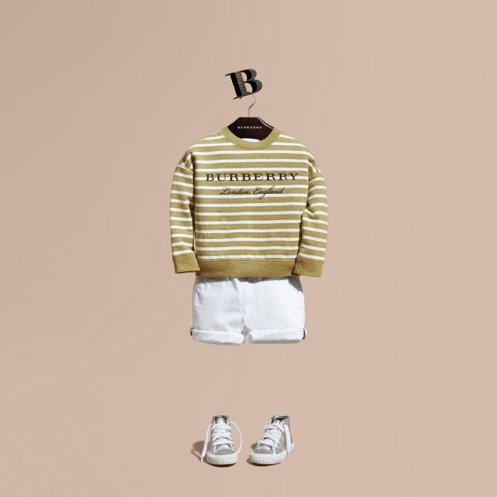 Burberry Burberry Striped Cotton Sweatshirt, Size: 14y, Yellow