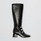 Burberry Burberry Stud Detail Leather Knee-high Boots, Size: 37, Black