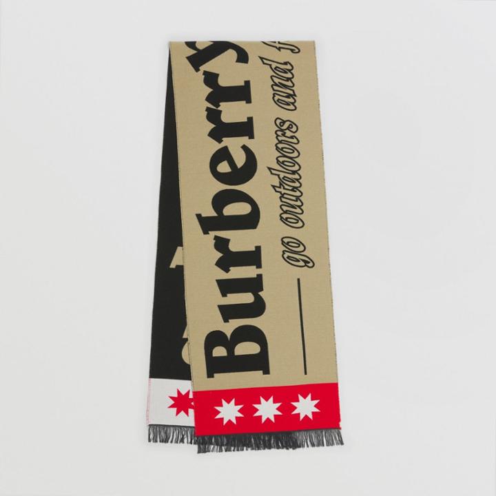 Burberry Burberry Logo Jacquard Wool Silk Scarf