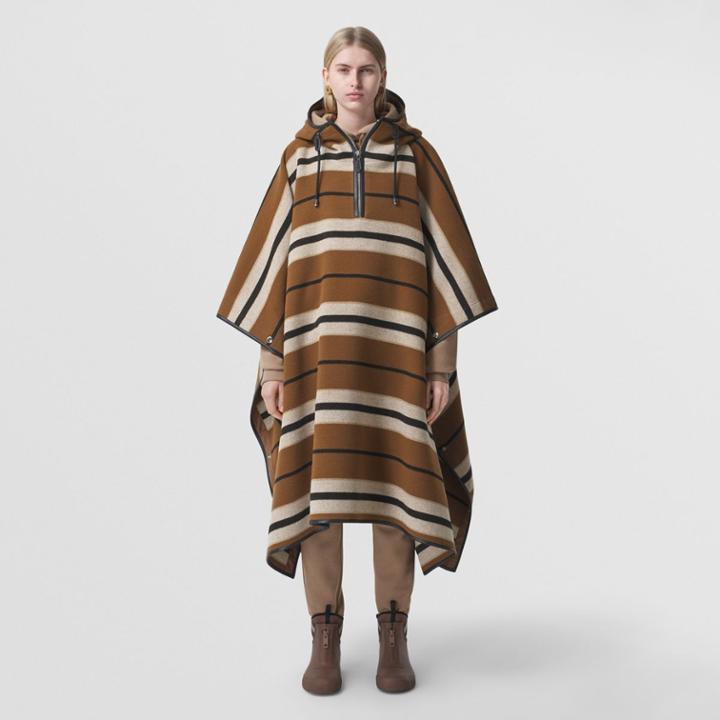 Burberry Burberry Stripe Wool Oversized Hooded Poncho - Online Exclusive, Size: M