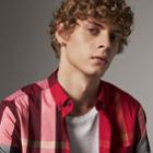 Burberry Burberry Button-down Collar Check Stretch Cotton Blend Shirt, Size: Xs, Red