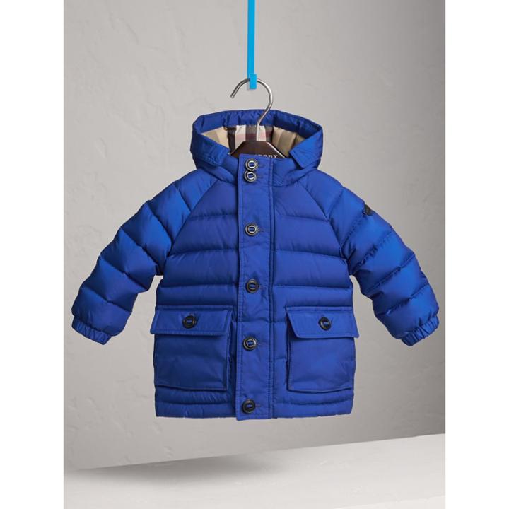 Burberry Burberry Shower-resistant Hooded Puffer Jacket, Size: 6m, Blue