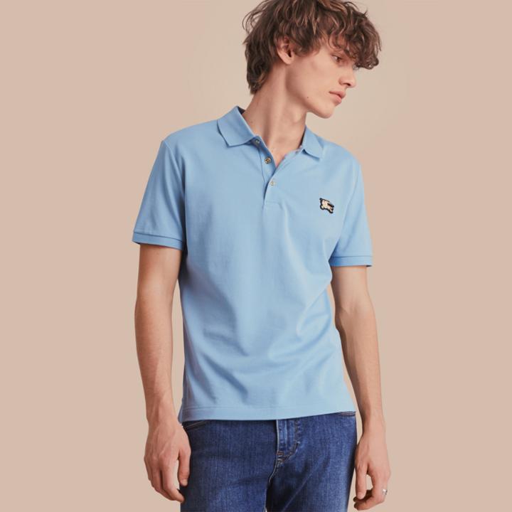 Burberry Burberry Cotton Piqu Polo Shirt, Size: M, Blue